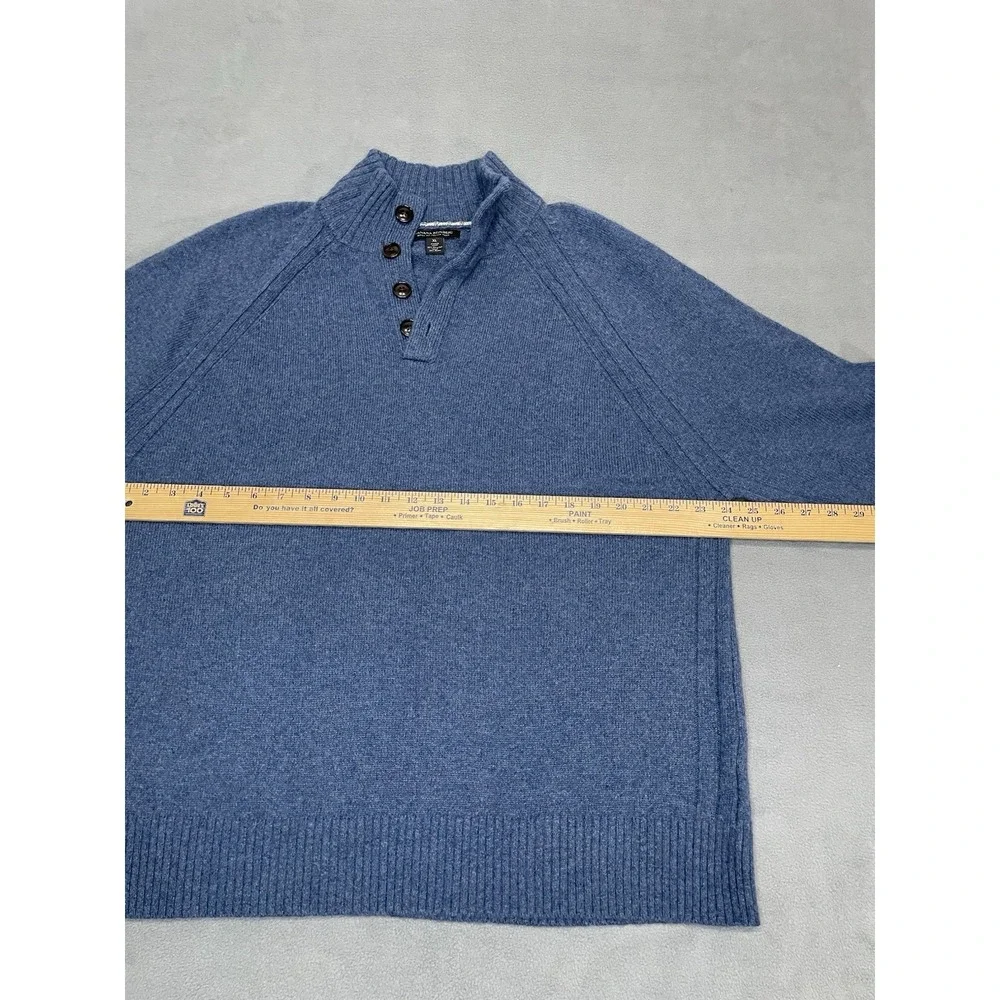 Banana Republic Sweater Men XL Blue Wool‎ Blend Sweater Mock Neck 4 Button